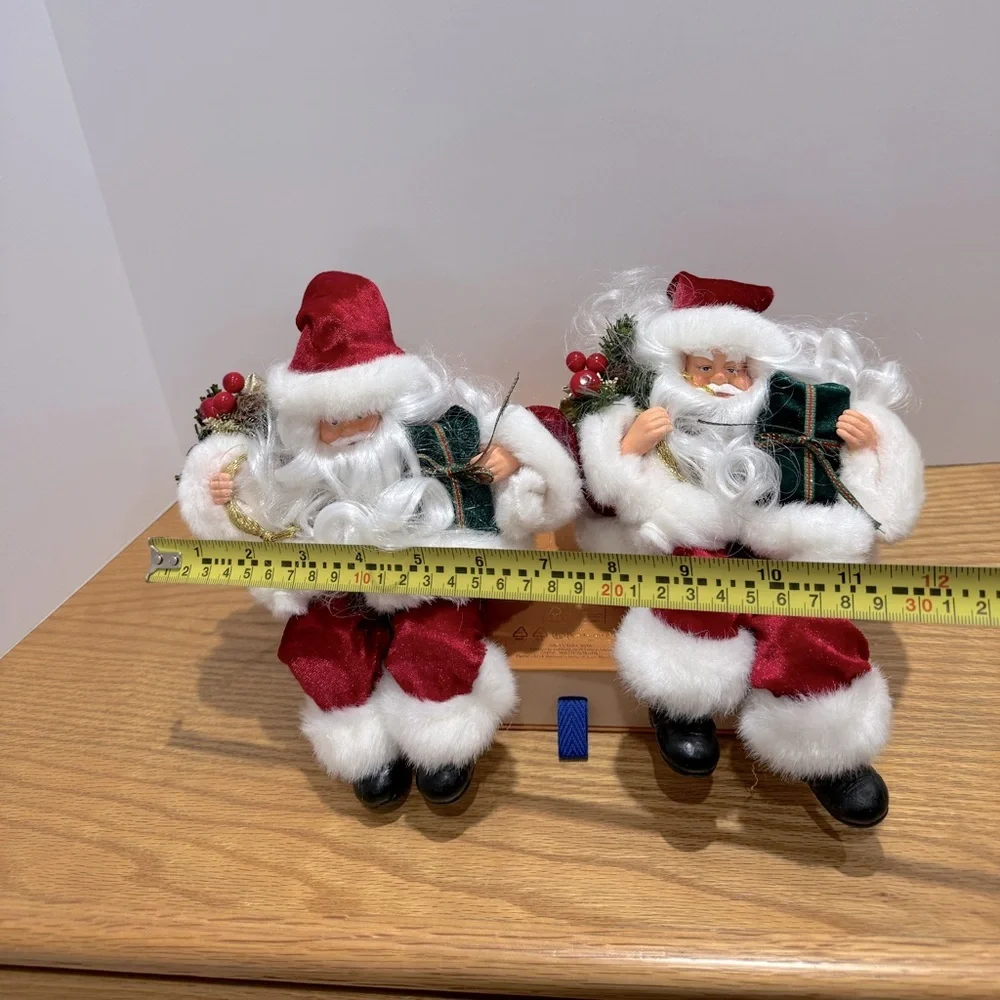 Vintage 90’s Christmas Santa’s sitting on shelf stocking holders